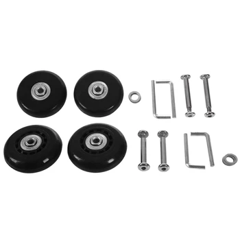 

4 Set Luggage Suitcase / Inline Outdoor Skate Replacement Wheels Black 60X18mm & 55X18mm