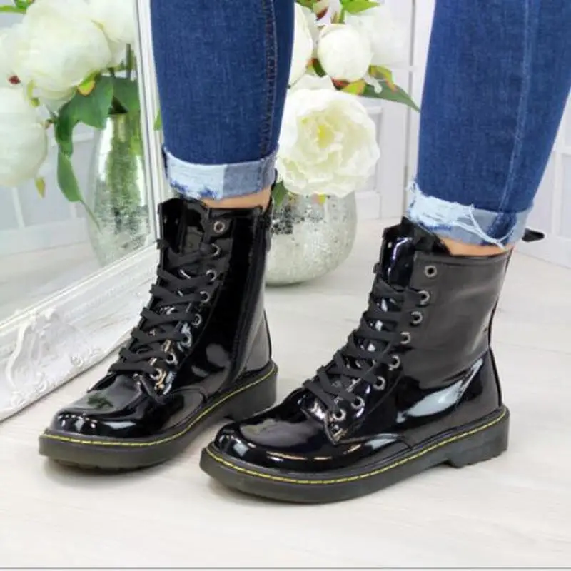 Женские ботильоны chaussure Ботинки гладиаторские Блестящие Лакированная кожа Обувь