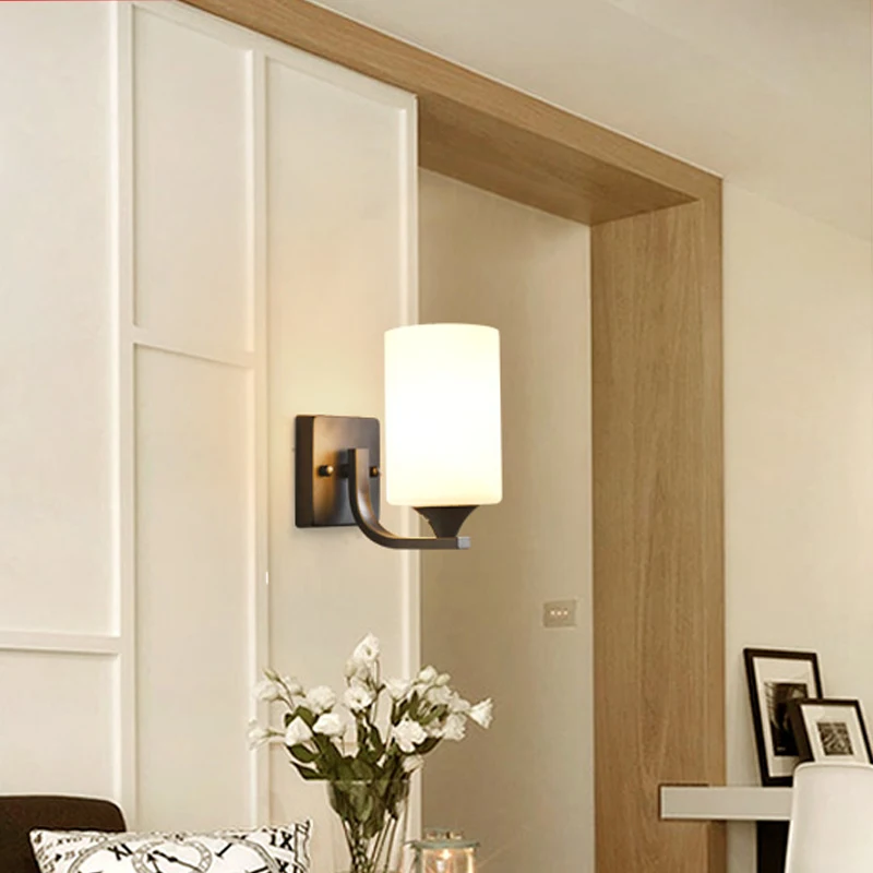 Светодиодный настенный светильник для гостиной настенный светильник E27 скандинавский деревянный настенный светильник белый/черный