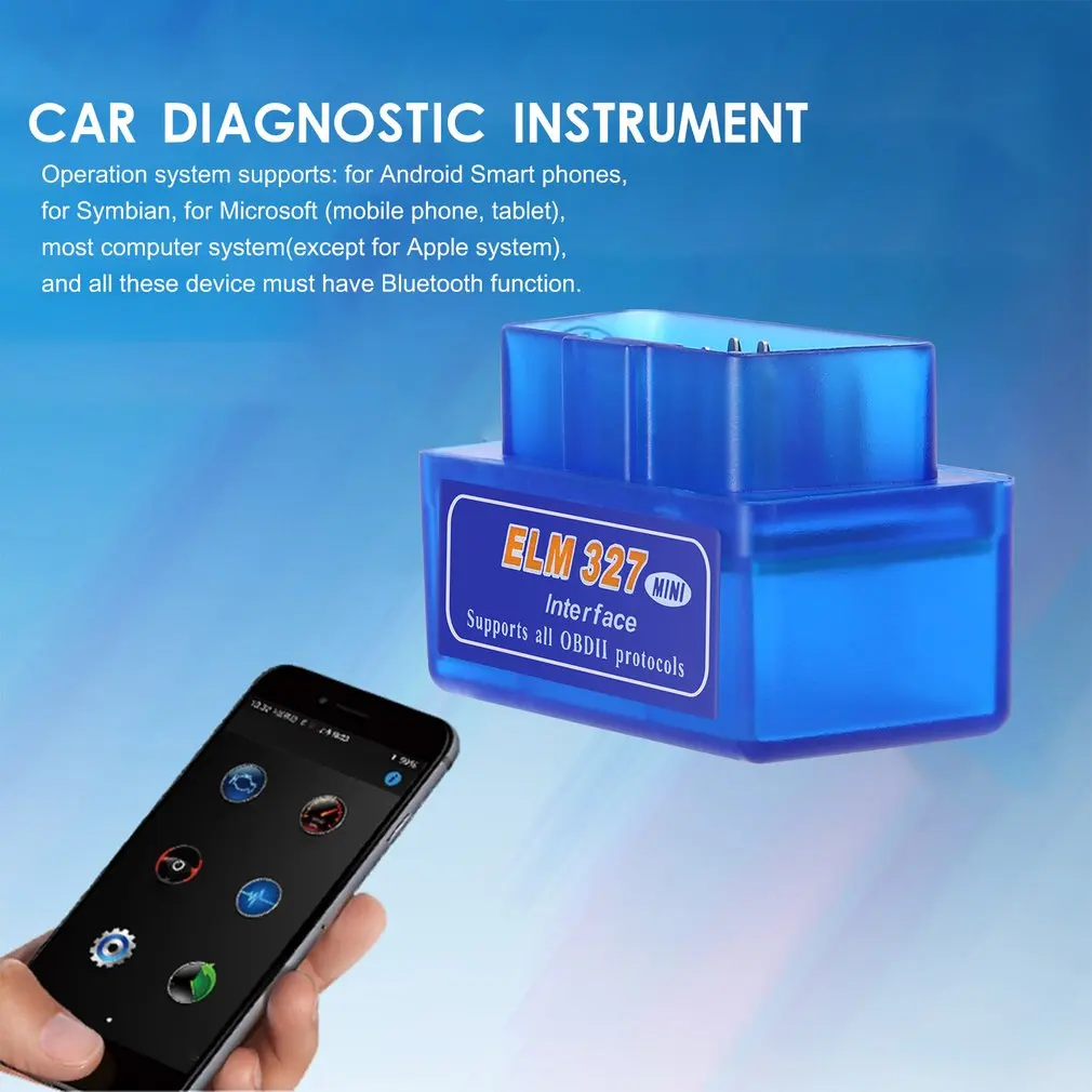 Мини портативный ELM327 v2.1 OBD2 II Bluetooth диагностический автомобильный интерфейс сканер Синий Премиум ABS диагностический инструмент