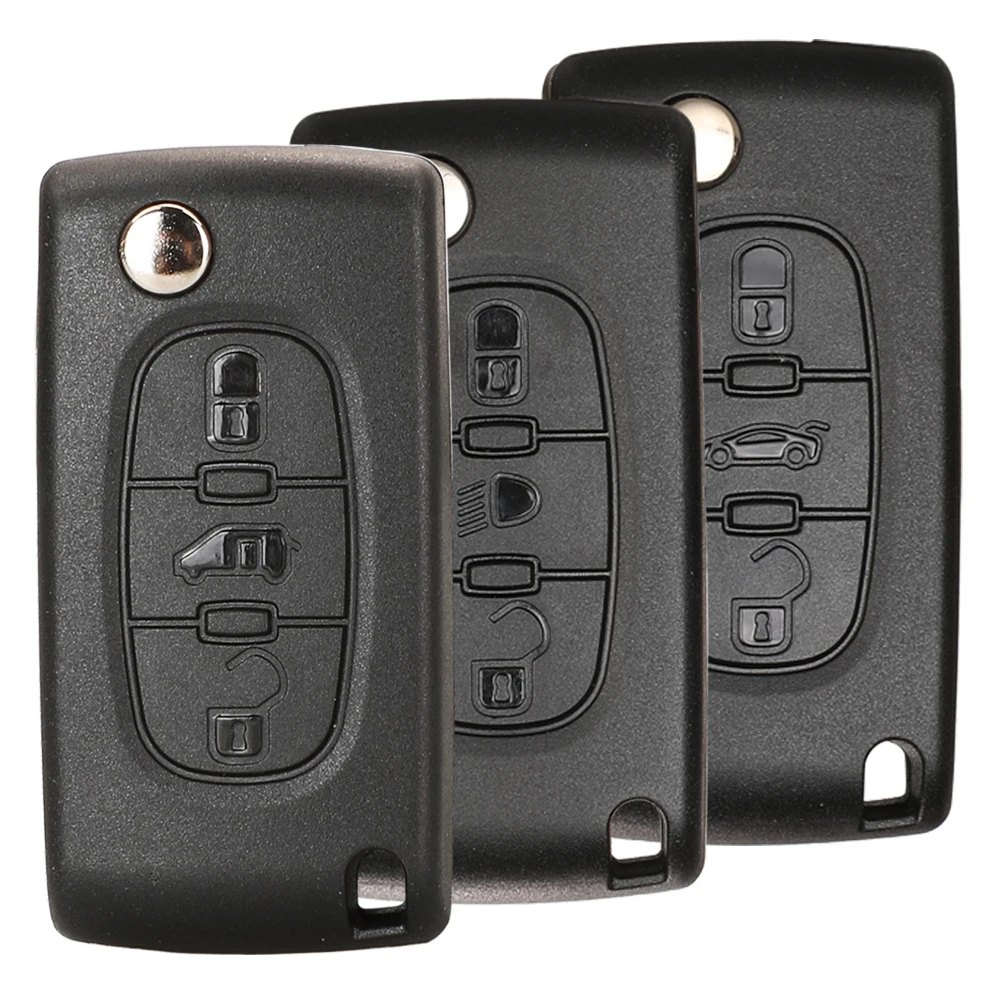 Jingyuqin Remote Flip Car Key Shell For Peugeot 206 408 1/2/3/4/5/6/807 Partner Citroen C1/2/3/4/5/6/7/8 Xsara Picasso CE0523/36