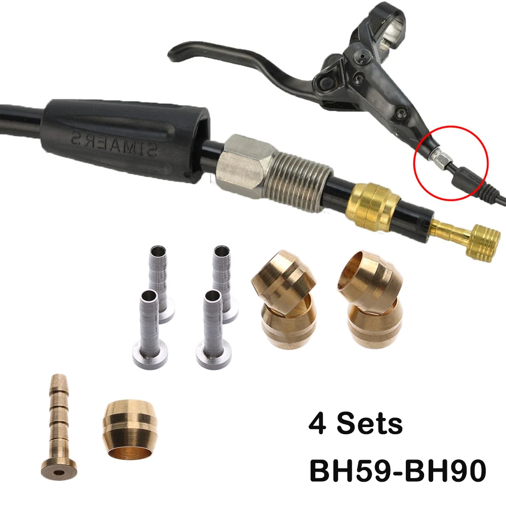 

4 Sets Steel Brass Chainwheel Cable Tubing joint Hydraulic Brake Hose Connect Oil Needle/Pressing Ring BH59 BH90 Bike Accessory