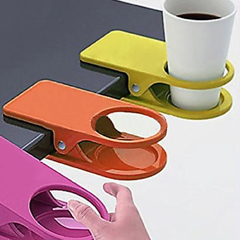 Details about   Desk Cup Holder Practical Home Office Storage Racks Anti Scratch Drinks Clip 