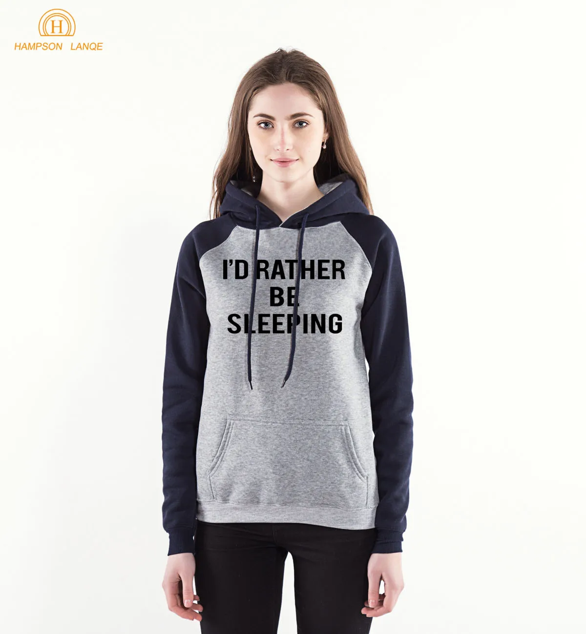 dark blue1 Забавный реглан для взрослых с надписью «I 'd Be Sleeping»; коллекция года; сезон весна-осень; Kawaii Wome; толстовка с капюшоном; теплый флисовый спортивный костюм - Цвет: dark blue1