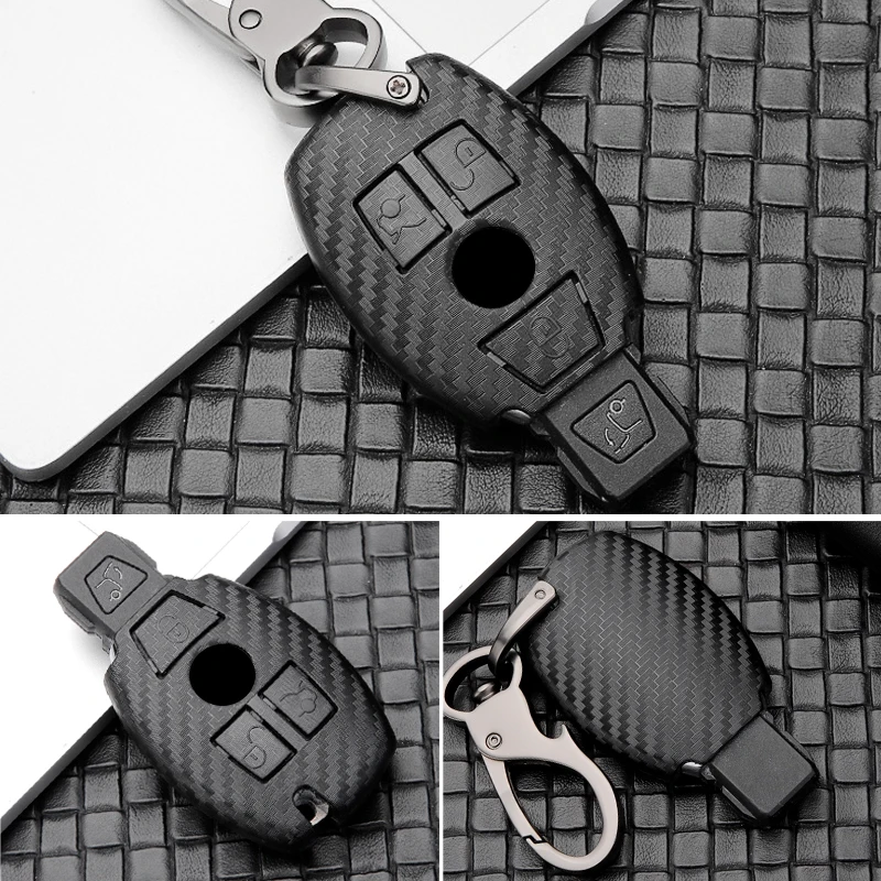 Key Case Key Case Cover Car Key Shell Flip Key Fob Shell Carbon fiber Plastic Car Key Case Cover for Mercedes Benz A B C E G Class C200 C300 E350 W205 E260L GLK A45 AMG BGA Accessories