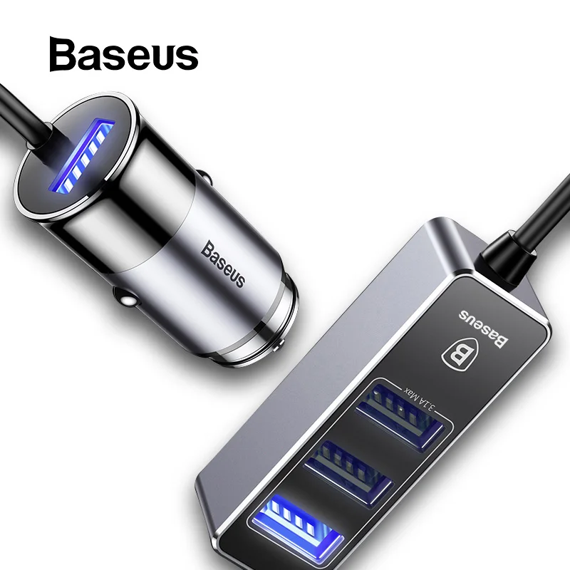 Cena Baseus 4 USB szybka ładowarka samochodowa dla iPhone iPad Samsung Tablet ładowarka do telefonu komórkowego 5V 5.5A samochód adapter ładowarki USB ładowarka samochodowa