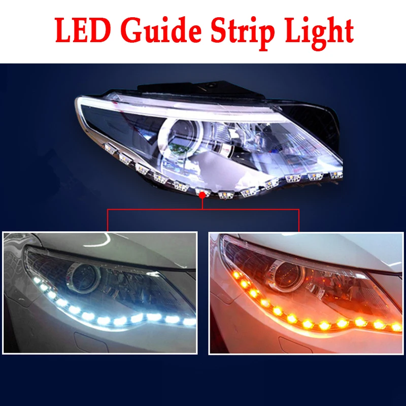 1Set New Car LED Strip Lights DRL Slim Flexible Guide Light For Headlight White Daytime Running Amber Turn Signal Lamp 12V | Автомобили и