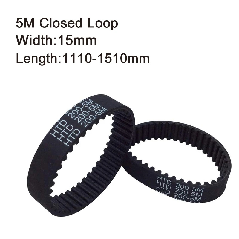 

HTD 5M Rubber Timing Belts Closed-Loop Industrial Timing Belt For 3D Printer 1110/1120/1400/1440/1510 mm Length 15mm Width