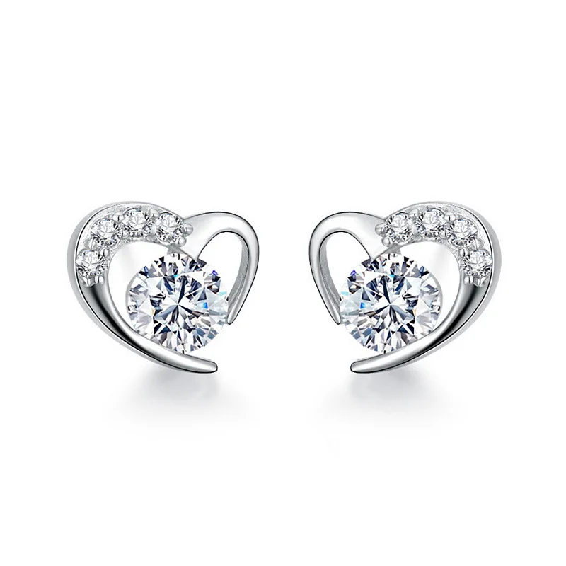 CodeMonkey Лидер продаж подлинные 925 пробы серебряные циркониевые серьги-гвоздики в форме сердца для женщин изготовление модный подарок E1047