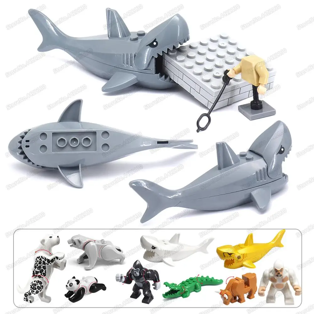 Детали для сборки конструктора Deep Sea Shark King, запасные части для фигурок Moc Animal World, модель друга, детский подарок на Рождество, игрушка