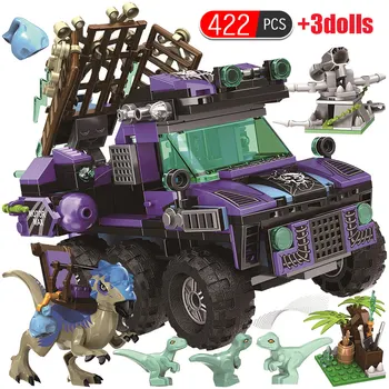

422Pcs Jurassic Dinsaur World Blocks City Car Trucks Figures Building Bricks Educational Toys for Boys Children Gifts