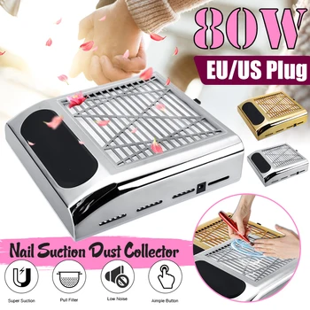 

80W Strong Power Nail Dust Collector Nail Fan Art Salon Suction Dust Collector Machine Vacuum Cleaner Fan With Reusable Filter