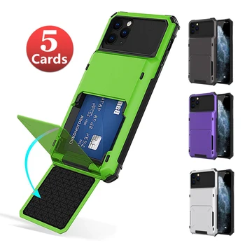 

LLZ.COQUE Armor Slide Card Holder Phone Case for Iphone 11 Pro Xr MAX X XS 5 5S SE 6 6S Plus 7 8 Plus Slim Full Cover for Apple