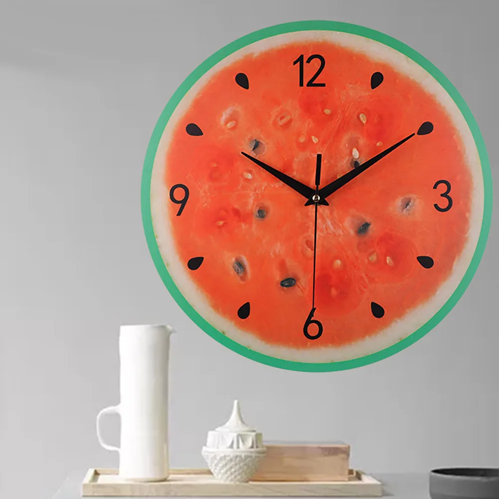 Настенные часы семейная кухня бесшумное сканирование современные элегантные фрукты креативные цифровые часы украшение для дома подарок