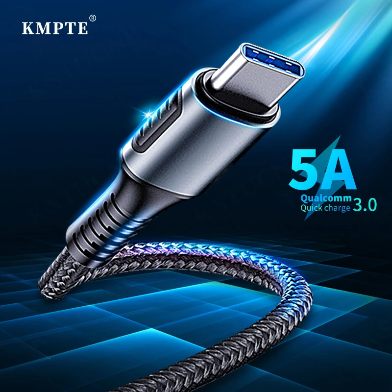 Cabo supercarga usb tipo c kmiem 5a para celular, fio de carregamento rápido USB-C para huawei mate 20, p30, p20 pro samsung xiaomi cabo usbc cabo