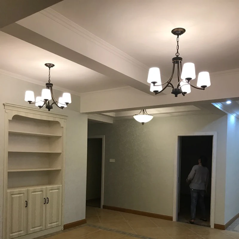 Европейский американский кантри деревенский стеклянный Железный Люстра