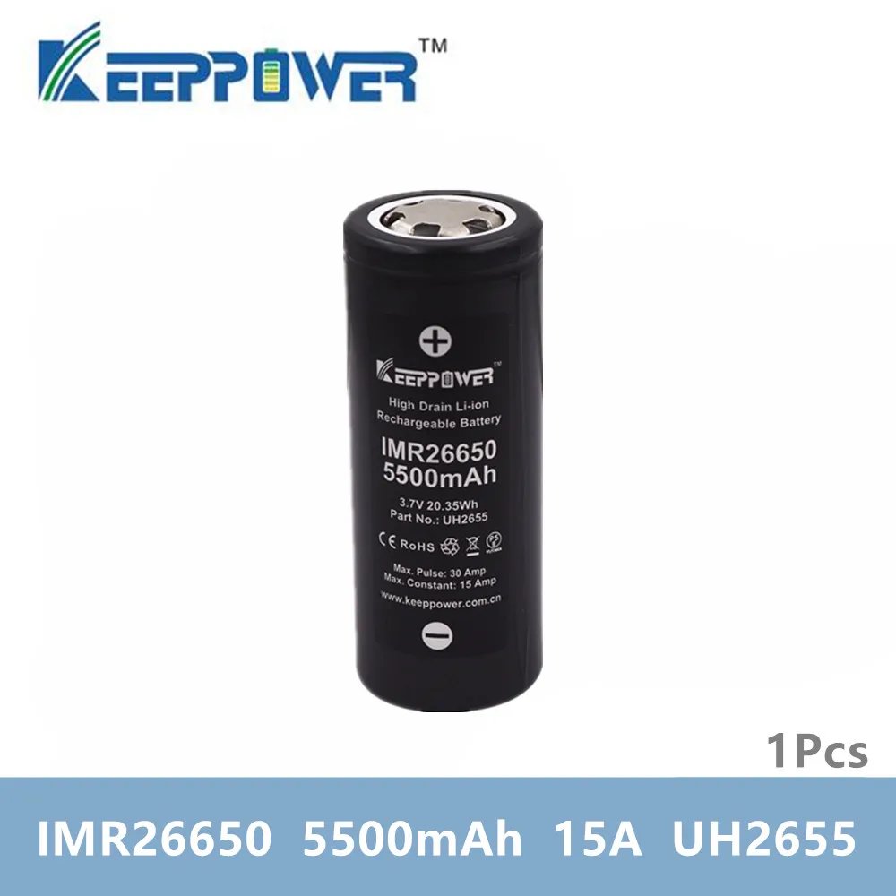 1 шт. аккумулятор Keeppower IMR 26650 IMR26650 5500 мАч 15 А макс. ток 30 3 7 В литиевая батарея Прямая