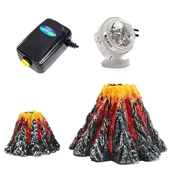 

OOTDTY Aquarium Volcano Ornament Kit with Air Stone Bubbler Fish Tank Decorations Set