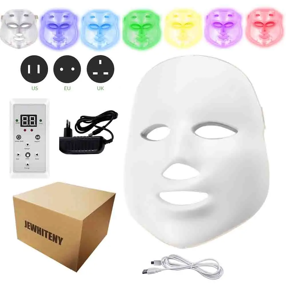 7 цветов светодиодный фотон Электрический светодиодный маска для лица с кожу шеи омоложение против морщин Acne фотона уход за кожей Красота маска - Цвет: NO-Neck Carton box