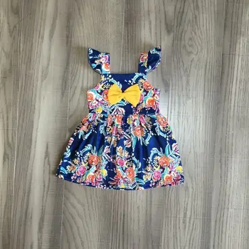 

baby girls summer dress girls floral dress with yellow bow