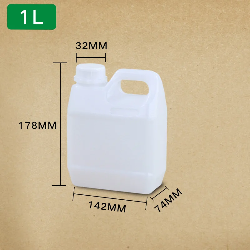 5PCS square plastic bottles 1 liter small Gallon bottle with Tamper Evident Lids leakproof jug container - Цвет: translucent