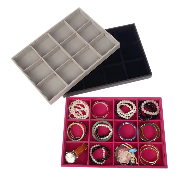 

Wholesale Jewelry Display Rack Jade Pendant Bracelet Tray xiang lian pan Black And White 12 Grid Accessories Storage Tray