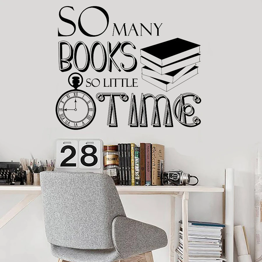So Many Books Little Time Wall Sticker Home Decor Removeable vinyl decal Kids room Art DIY stickers Inspirational decals Y91 | Дом и сад