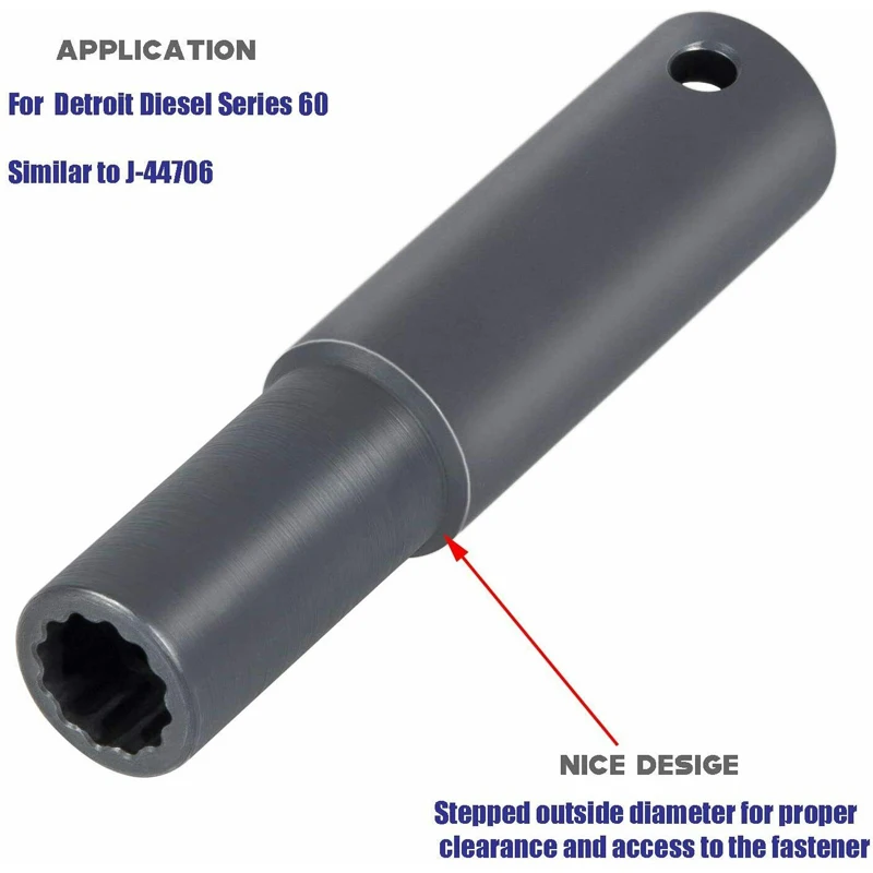 J-44706 Rocker Arm Shaft Socket For Detroit 60 Series 12MM 12PT 1/2 Inch Drive
