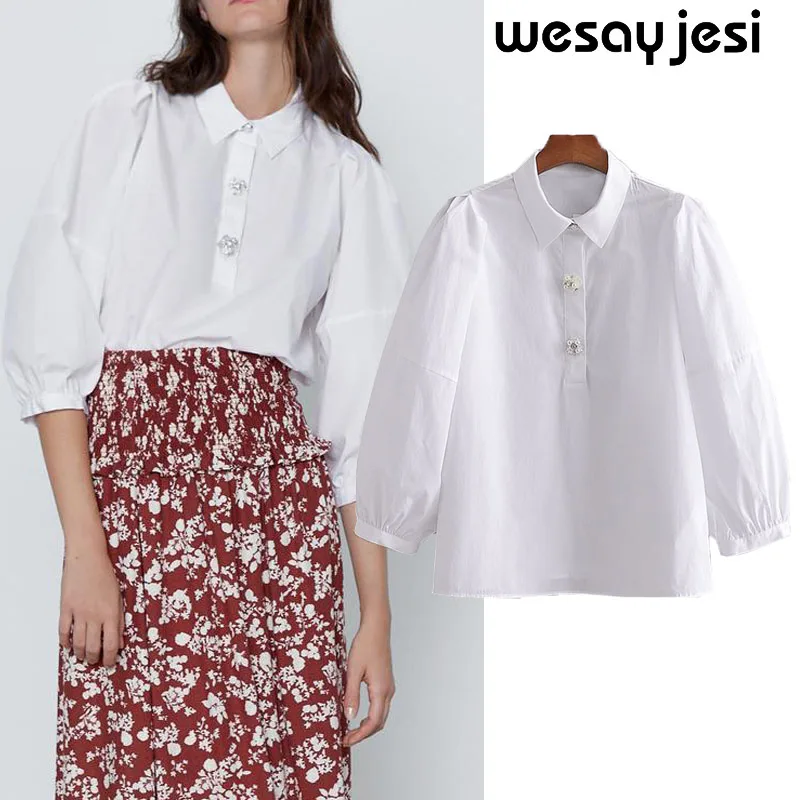 

Summer womens tops england vintage high street solid color loose chiffon blouse women top blusas mujer de moda 2020 kimono shirt
