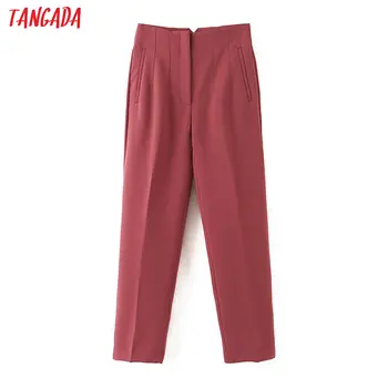 

Tangada pink suit pants for women high waist pants elegant office ladies pants white black korean fashion suit pants QB110