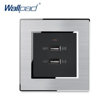 

2 USB Charger 5V 3A Express Fast Charge Wallpad Stainless Steel Panel With Silver Border Wall Socket