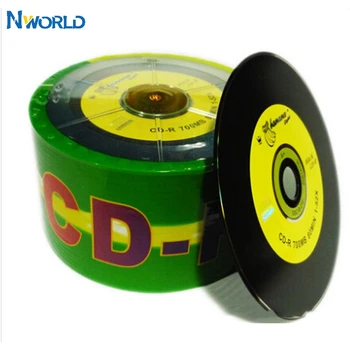Discos de CD impresos en blanco para DJ, discos de CD-R Bluray, 700MB, 80min, 52X, disco de medios grabable de marca, 50PK, escritura de husillo, color negro
