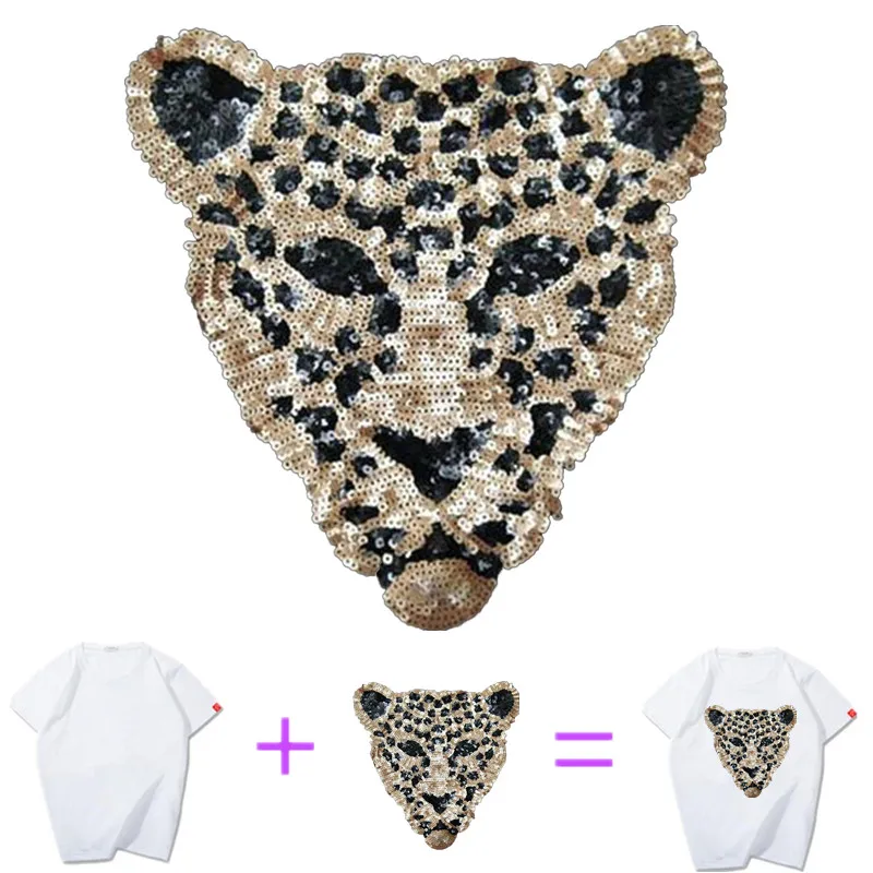 T shirt Women sweet patch sequins 30cm leopard deal with it biker patches for clothing stickers 3d t shirt mens free shipping
