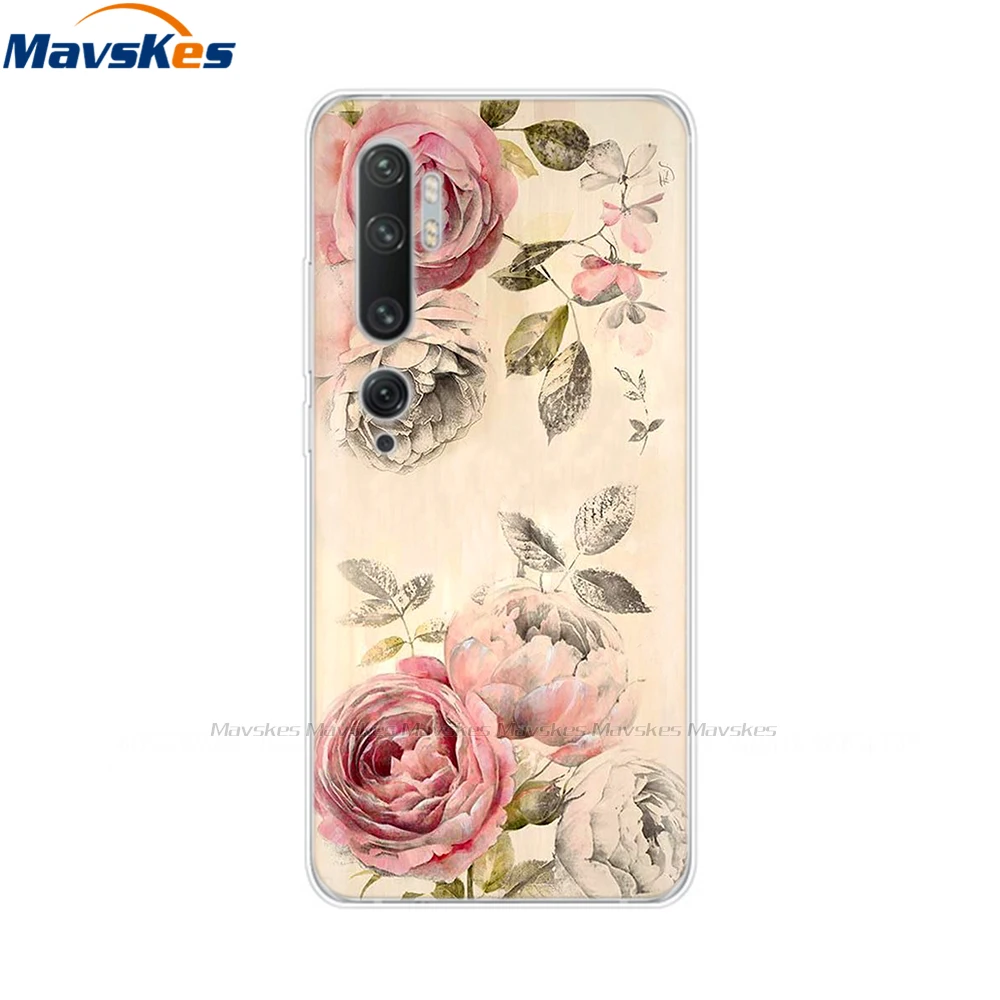 phone cases for xiaomi 6.67" For Xiaomi Mi 10 Case Soft TPU Phone Cover for Xiaomi Mi 10 Pro Mi10 Silicon Shell Bumper Etui Flower Girls Painted Cover xiaomi leather case Cases For Xiaomi