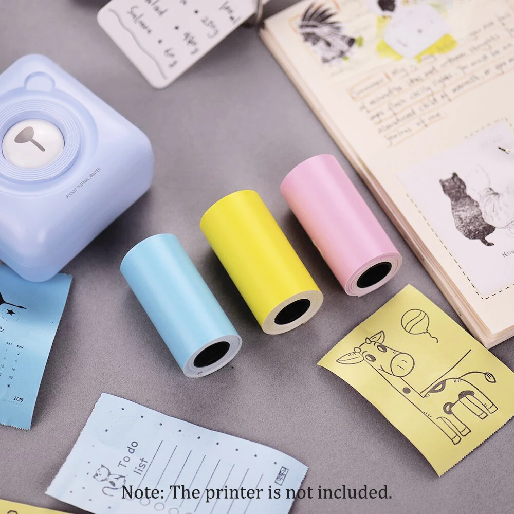 Rollo de papel adhesivo de Color, Papel de impresora térmica directa con autoadhesivo 57*30mm para impresora PeriPage A6/A8 PAPERANG para P1/P2