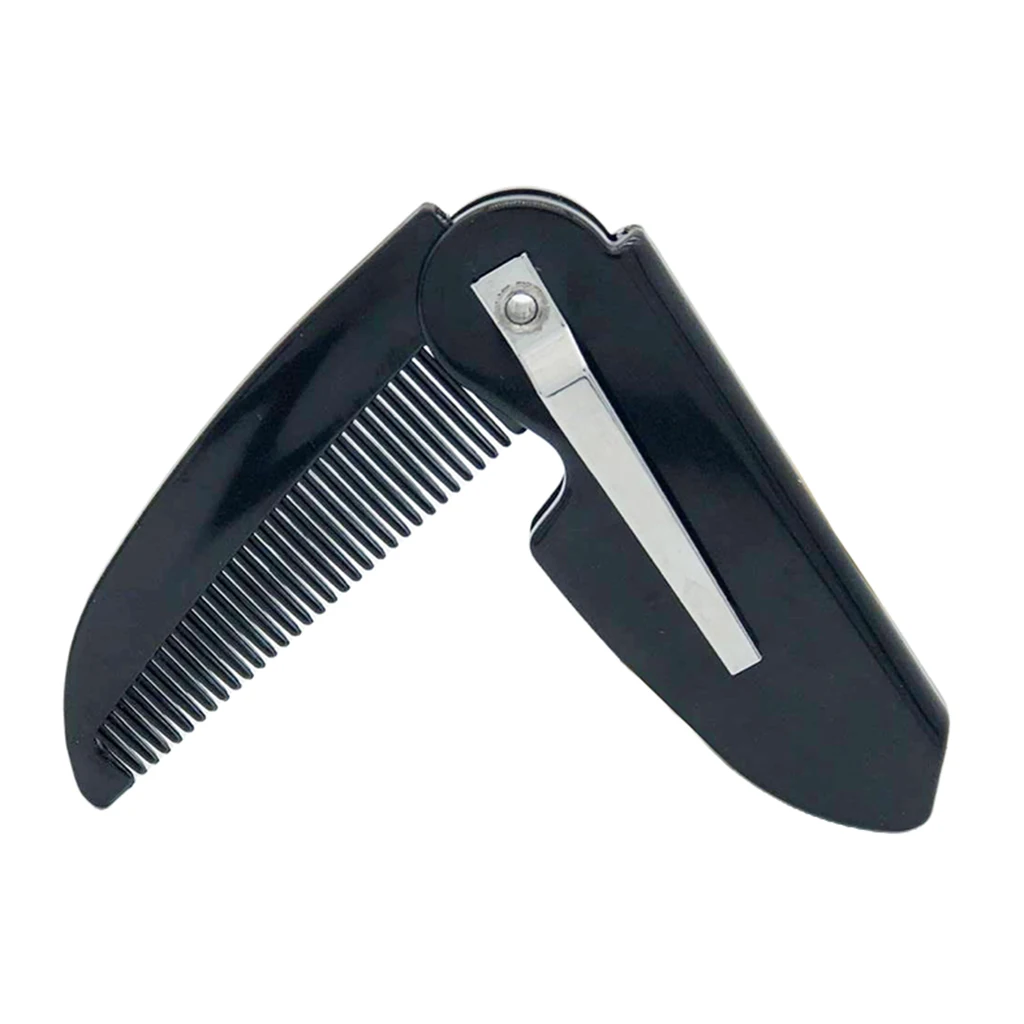 Professional Handmade Portable Plastic Foldable Mustache Beard Comb Styling Tools for Pockets Wallet Anti-static Black
