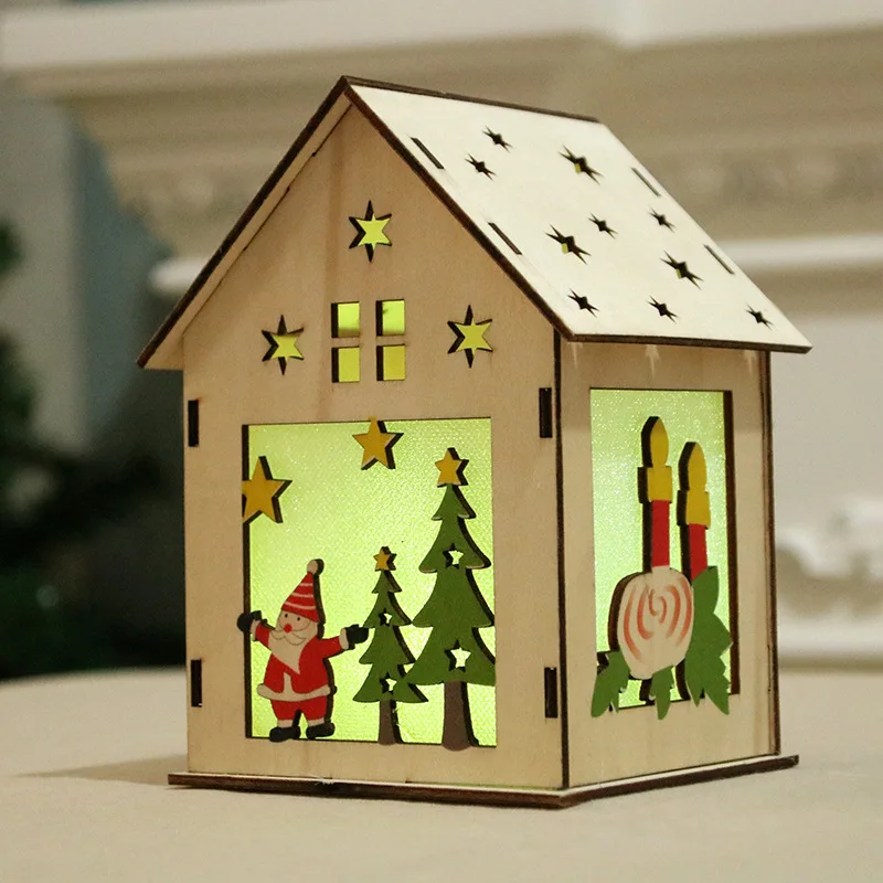 Праздничный светодиодный светильник, деревянный дом, Рождественская елка, украшения для Висячие украшения для дома, праздничный хороший рождественский подарок, свадебный Navidad - Цвет: 8