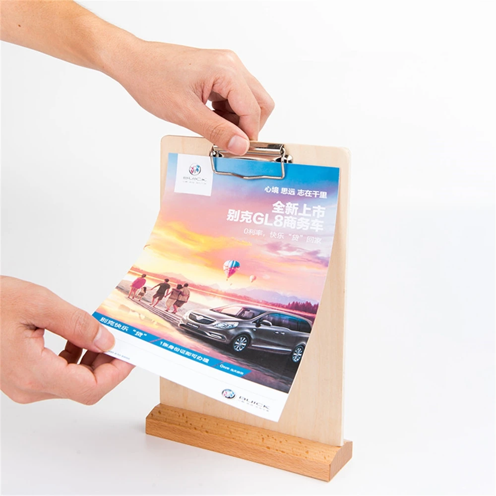 Wood Table Stand Display Clipboard