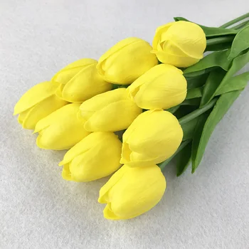 

10PCS Tulip Artificial Flower Real Touch Artificial Bouquet Fake Flower for Wedding Decoration Flowers bridesmaid bouquet