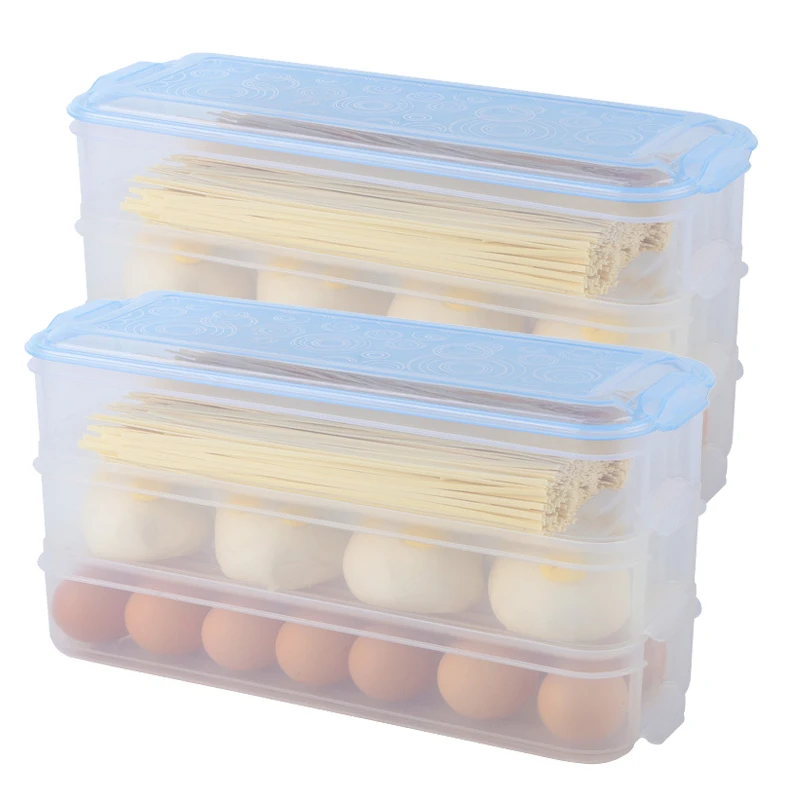 

NEW-2 Pack Plastic Storage Bins Refrigerator Storage Box Food Storage Containers with Lid for Kitchen Fridge Cabinet Freezer