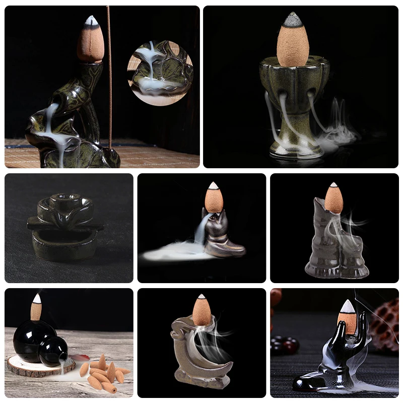 

Aromatherapy Furnace Incense Burner Holder Censer Backflow Enamel Pottery Home Gifts New Sandalwood Ceramic Craft Cones Small