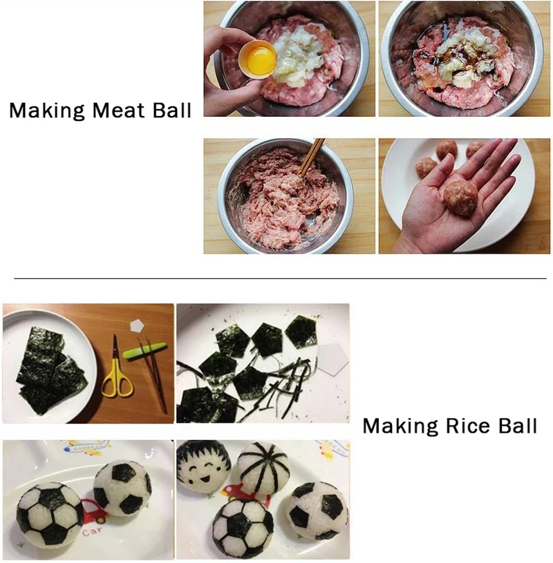 جهاز كرات اللحم صانع كليب كرة صيد كرة الأرز صنع قالب شكل أدوات اكسسوارات المطبخ الفولاذ المقاوم للصدأ اللحوم بالر أواني