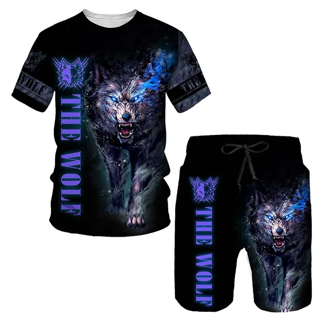 Summer 3D Printed Men's T-shirt Shorts Set Ferocious Lion Men's Sportswear Tracksuit O Neck Short Sleeve Cool Men's Clothing Su 13