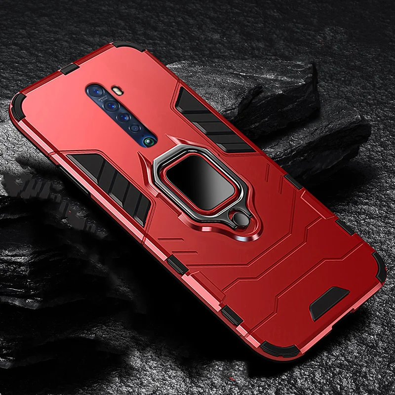 Чехол TeppKa для OPPO Realme X2 Pro, противоударный чехол для телефона с кольцом для Realme X2, Жесткий ПК, мягкий ТПУ Гибридный чехол-накладка - Цвет: Red