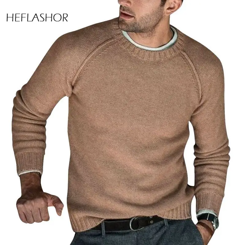 

HEFLASHOR Men Wool Knitted Sweaters Warm O Neck Pull Knitwear Autumn Winter Clothes Casual Tricot Jumper Pullovers Sweater Homme