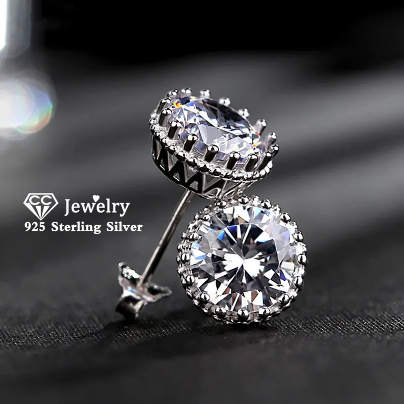 Stud-Earrings Fine-Jewelry Wedding-Engagement Bridal Silver S925 Cubic-Zirconia Women
