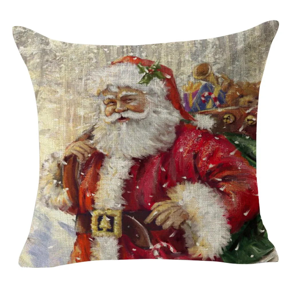 Счастливого Рождества Наволочка на подушку Санта подушка в форме Санта-Клауса чехол размером 45*45 см льняные наволочки для декоративных подушек Чехол Диван кресло домашний декор
