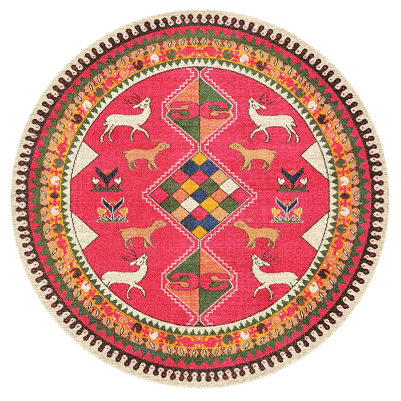 Круглый ковер дворцовый пол стул коврик винтажный комнатный ковер богемский персидский этнический разноцветное украшение для дома турецкое покрывало с цветами - Цвет: Style02