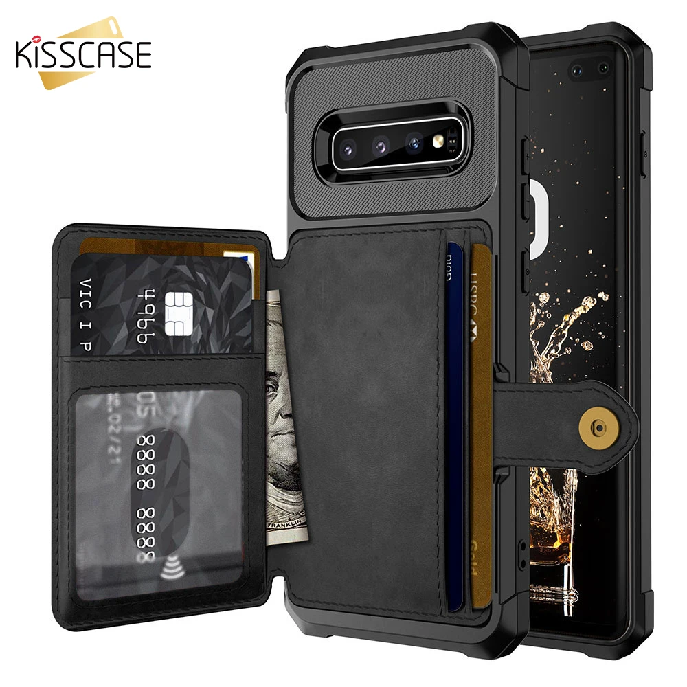 

KISSCASE Retro PU Leather Phone Case For Samsung S9 Plus S9 S10 Plus S10 S10E Note 9 Card Slots Magnetic Soft TPU Back Cover