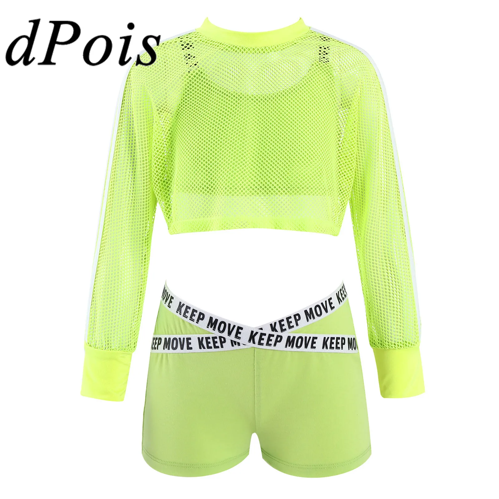 

Fashion Children's Streetwear 16Y Kids Jazz Dance Outfits Girls Ballet Clothes Fluorescent Yoga Set Hip-Hop Modern Dance Costume